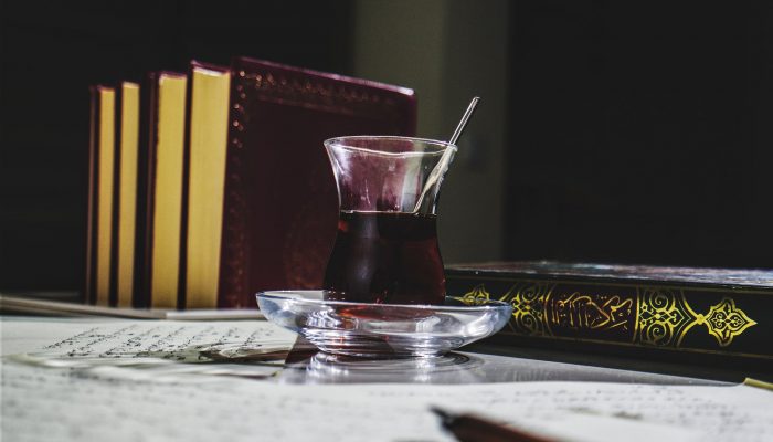 glass cup with saucer