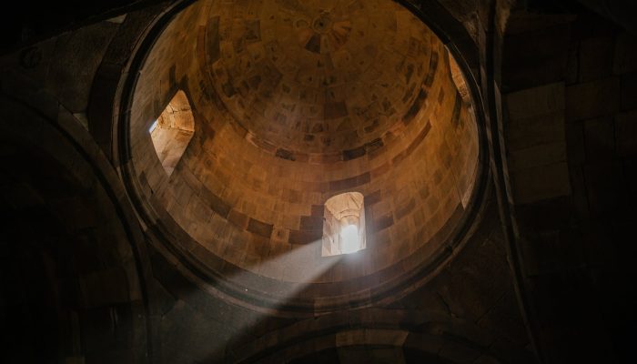 old domed ceiling with sunlight shining through window