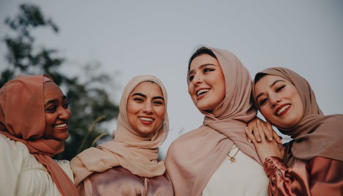 beautiful happy women laughing together