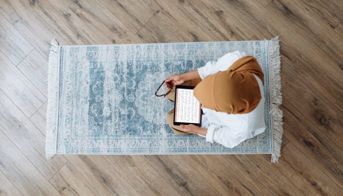 top view of person praying